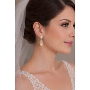 Vintage Volanta Collection Swarovski Crystal Bead Faux Pearl Dangle Earrings NEW